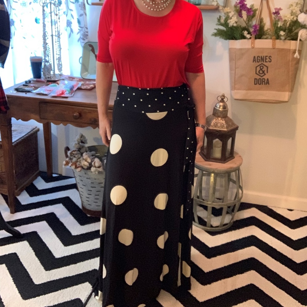 Wrap Maxi Skirt Polka Dot